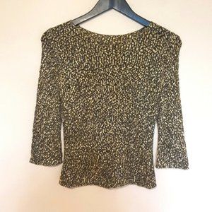 Vintage 90s  80s gold and black leaf knit top